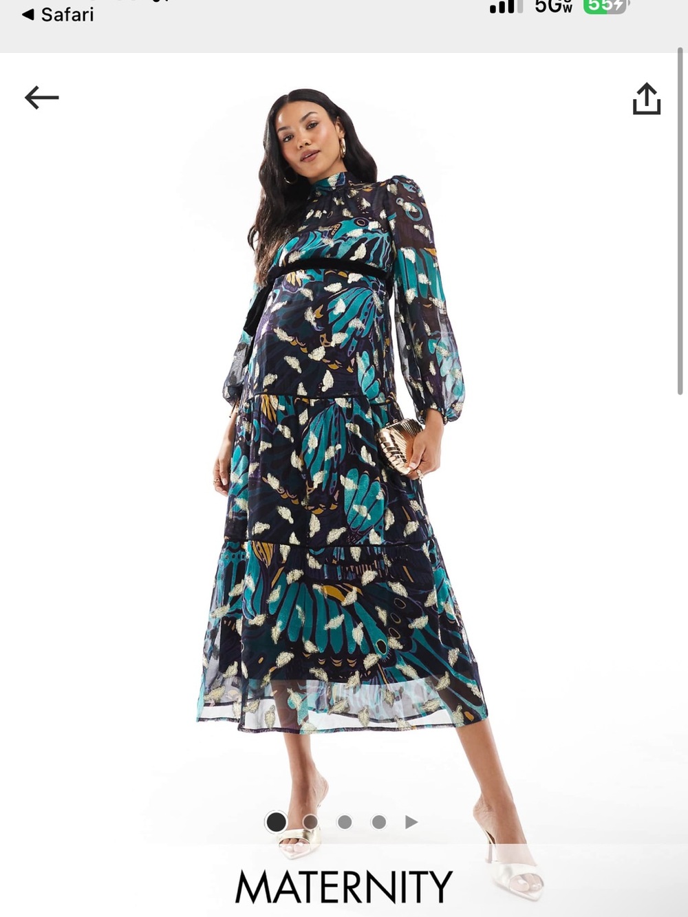 ASOS HOPE & IVY MATERNITY DRESS Navy and Teal Gold fleck NWT